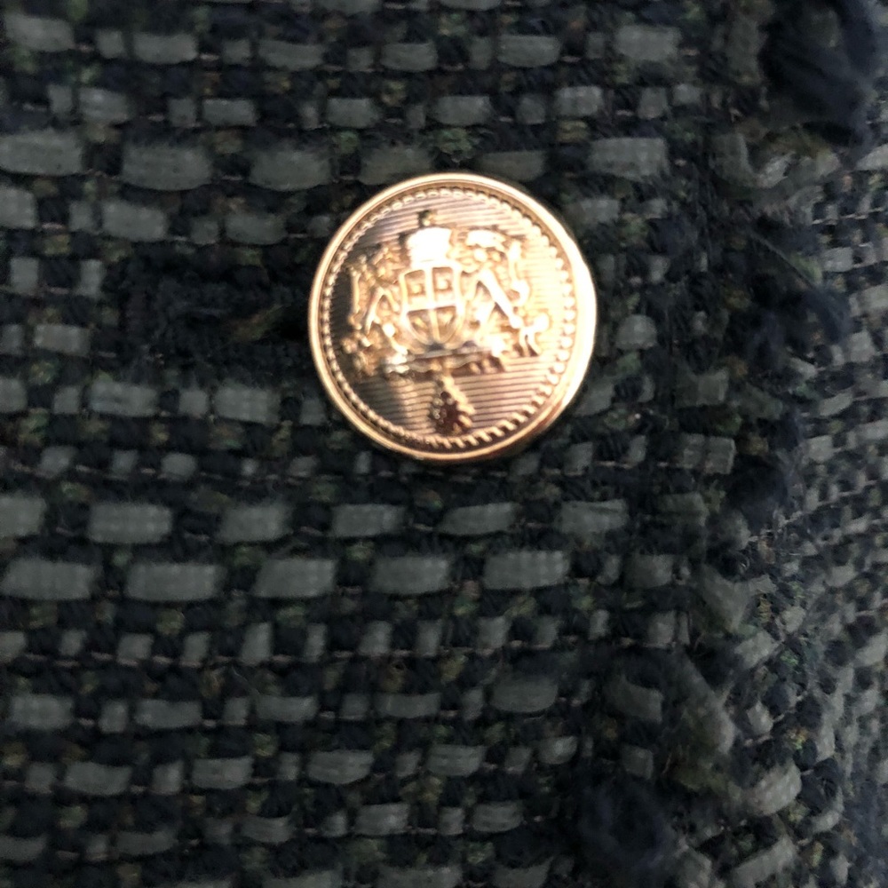 Zara Tweed Green Blazer Gold Accents - Picture 4 of 8